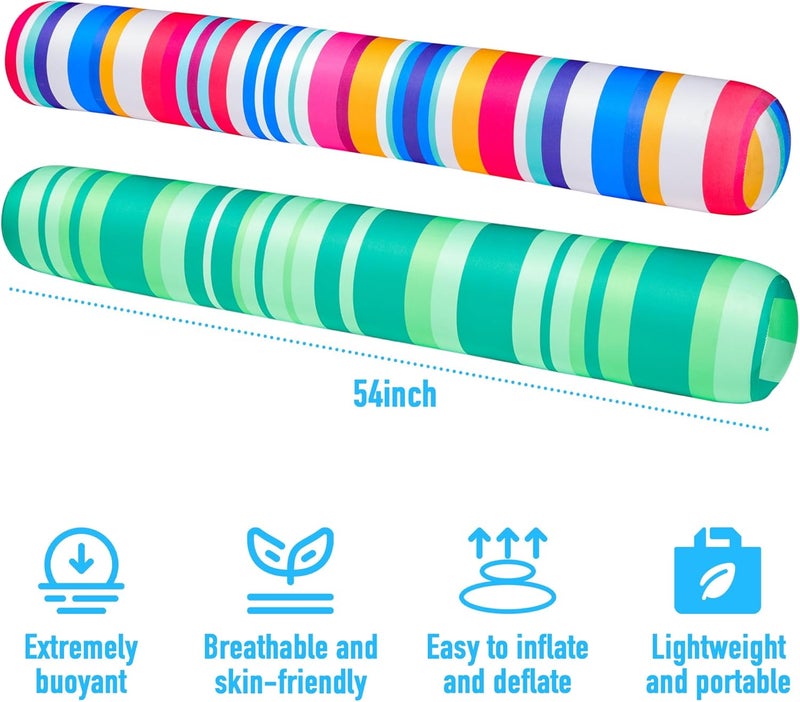 FindUWill 2 Pack Inflatable Swim Pool Noodles, Pool Noodles Floats for Adults, Soft Fabric Covered Large Swim Noodles for Lake, Beach - Image 5